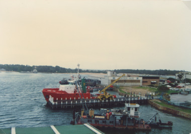 Photograph - Lakes Tide and dredge Sandpiper at Fishermans Coop Lakes Entrance Victoria  1989