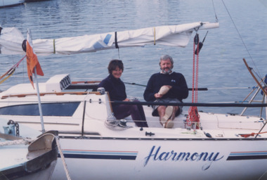 Photograph - Yacht Harmony and  Wyanga Winery  tourist launch Lakes Entrance   1999