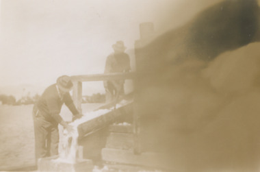 Photograph - Fish boxes at Harbecks Jetty Lakes Entrance Victoria.  c1950, 1950 c