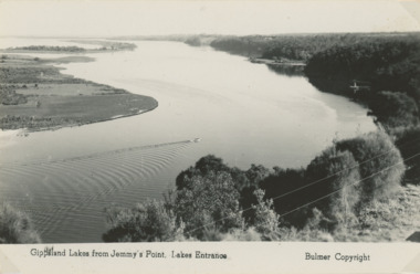 Postcard, Bulmer Collection, Reeves Channel ,Rigby Fraser and Flannigan Islands Lakes Entrance, 1930 c