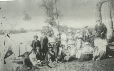 Photograph - Howlett, Legg,  Froud,  Bly,  Brideson, Bull,  Bell, Thompson, Wilson Families Tambo River Gippsland Victoria January c1915, Phillip Hancock