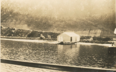 Photograph - Nyerimilang Jetty boat shed 1928, Nyerimilang Jetty, Reeves channel Gippsland Lakes Victoria, Easter 1928