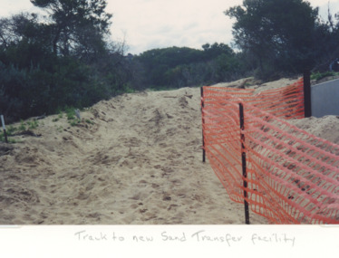 Photograph, Judy Davies, sand transfer system at New Works Lakes Entrance Victoria, 1998 c