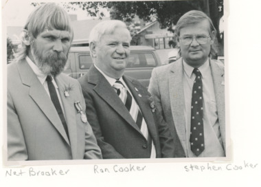 Photograph, Lakes Post Newspaper, Nat Brooker, Ron Cooker and Stephen Cooker at Metung Victoria