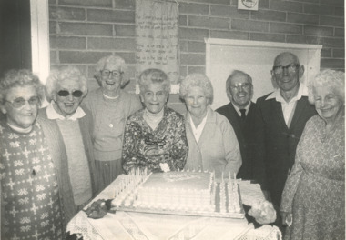 Photograph, eight members of Uniting Church, Lakes Entrance Victoria, 1990 c