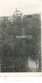 Postcard - Grave of WW 1 soldier Tommy Moore, Tommy Moore , grave in Bernafay Wood British Cemetery Montauban Picardie France