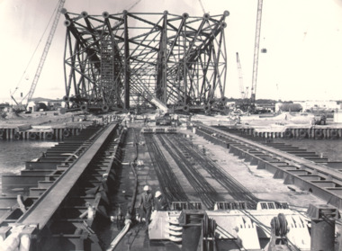 Photograph, Offshore oil rig construction.  Barry Beach Victoria, 1980 c