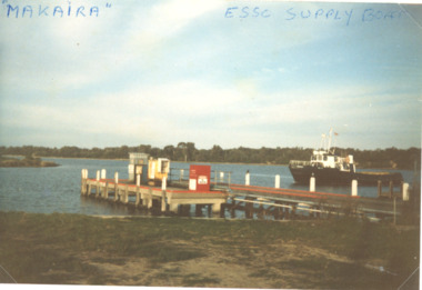 Photograph, Jack Donnelly, Esso Supply boat Makaira at Lakes Entrance Victoria, 1980 c