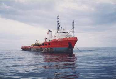 Photograph, Esso Supply boat Pacific Commander, Bass Strait, 1985 c