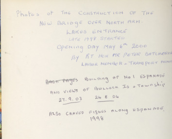 Album - Photograph Album, Brenda and Peter Rowe, Scenes of Lakes Entrance, 2003