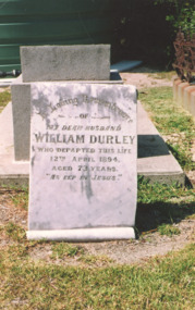 Photograph - Garden Cemetery Lakes Entrance Victoria, Lakes Post Newspaper, William Durley Headstone, Lakes Entrance Victoria, 1994