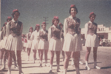 Photograph - Street Parade/Ampol Fishing Competition, Lakes Entrance Marching girls, 1961 May