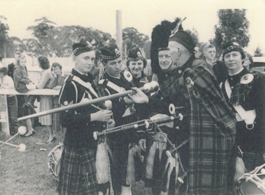 Photograph - Lakes Entrance Pipe Band . Ampol Fishing Competition Lakes Entrance, N Carstairs, Maris Barling, 1961