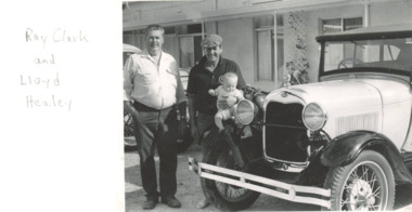 Photograph, Ray Clark, Loyd Healey and his 1928 Model A Ford, 1/05/1992 12:00:00 AM