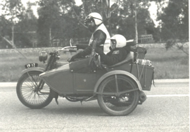 Photograph - Vintage Motor Cycle, Lakes Post Newspaper, vintage motor cycle club visit to Lakes Entrance Victoria, 1/10/1990 12:00:00 AM