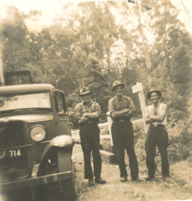 Photograph - Vic Fish, CRB road crew,  Bonang Highway, 1945 1950 c