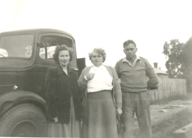 Photograph - Fish Family, Myrtle Fish with son Rex and daughter in law Marie nee Teychenne ,East Gippsland Victoria, 1/06/1951 12:00:00 AM