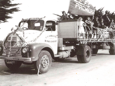 Photograph - Lakes Entrance Footcall Club  c1970, Street Parade Lakes Entrance