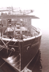 Photograph - Lenna Bird, Peel family, Peels launch Lenna Bird,  Lakes Entrance Victoria, 1966