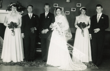 Photograph - Elaine Margaret Dugins and Bramwell Allen LeLievre wedding 1955