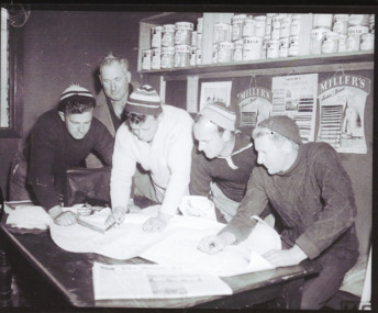 Photograph - Lakes Entrance Fishermen, Rex Greer, Chum, Chris Newman, Frank Newman, Ronnie Newman, Vernon Newman, Bulmer, 1960 c