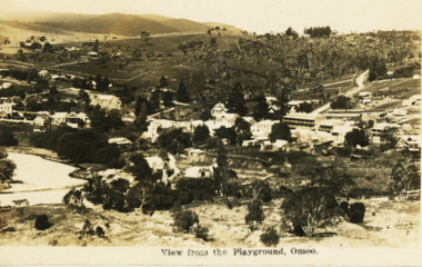Postcard - View of Omeo, Bulmer, 'The Playground' Omeo, 1930 c