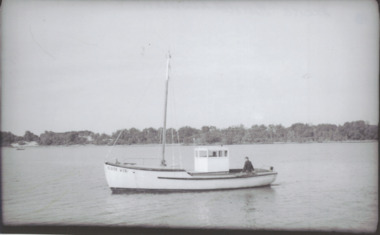 Photograph - Fishing boat Eloise in Cunninghame Arm Lakes Entrance c1950, Bulmer