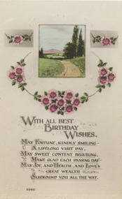 Postcard - Charles Sands WW1 AIF Correspondence, The Regent Publishing Co.LTD, WITH ALL BEST BIRTHDAY WISHES, c1910
