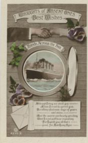 Postcard - Charles Sands WW1 AIF Correspondence, Rotary Photograpic Series, Thoughts of Absent ones . Best Wishes, 1918