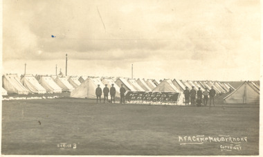 Postcard - Army camp at Maribynong Victoria c1915, H McGeehan