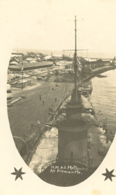 Postcard - H.M.A.S Melbourne at Fremantle wharf  1925
