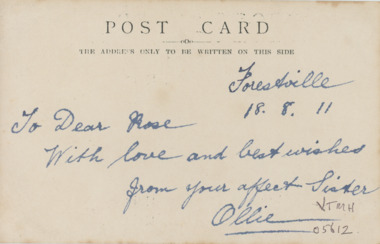 Postcard, Olivia Davidson , Rose Davidson, 1911