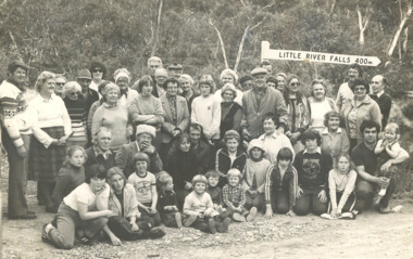 Photograph - Group of people at Little River Falls, 1980s