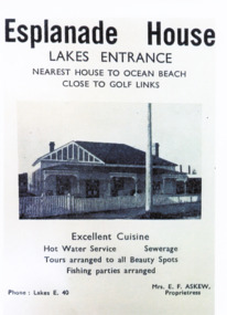 Photograph - Esplanade House Lakes Entrance, c 1950