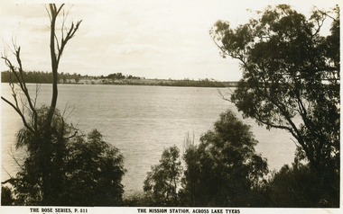 Postcard - Aboriginal Station Lake Tyers Victoria, The Mission Station, across Lake Tyers