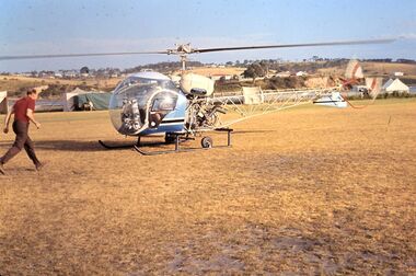 Photograph - Helicopter at Lakes Entrance c 1960's