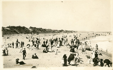 Photograph - People on the Beach Lakes Entrance c1900
