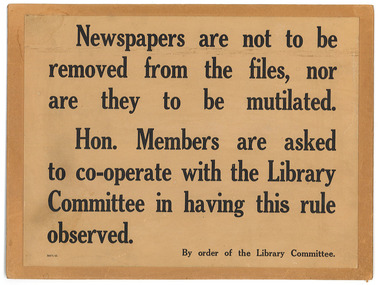Library sign, Victorian Government Printing Office, c.1966