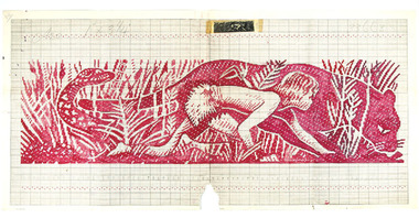 Mixed media - Textile Design Sample, Design for Clothing Label, 1958