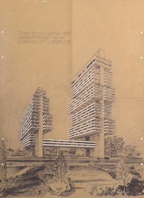 Diazotypes, Robin Boyd's Sketch for combined project 60-64 Clarendon St + corner site, 1968