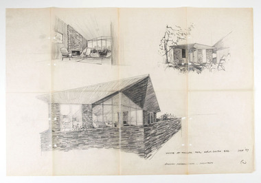 Architectural drawings, Sketches of house titled 'House at Toorak for Mr. M Smith Esq.'