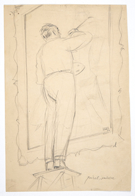 Drawings, Drawing of Poiret while painting, 1926