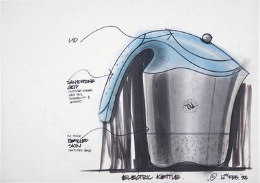 Design drawings, Paul Taylor for Form Australia, Kambrook Axis Kettle concept rendering