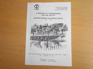 Booklet, A Service of Thanksgiving for the Life of Arthur Merric Bloomfield Boyd, 1999