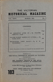 Journal, Hall's Book Store Pty. Ltd, The Victorian Historical Magazine: Vol. XXVI, 1955