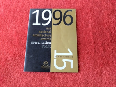 Book, The Royal Australian Institute of Architects, 1996 RAIA National Architecture Awards Presentation Night, 1996