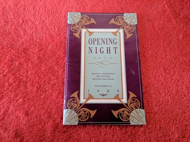 Book, Boston Symphony Orchestra, Opening Night Gala: Boston Symphony Orchestra, Seiji Ozawa, Music Director, September 28 1989, 1989