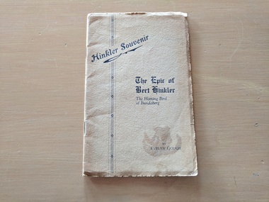 Book, Evelyn Gough, The Epic Of Bert Hinkler: The Homing Bird of Bundaberg, 1928
