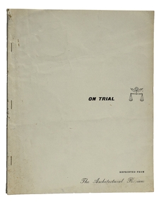 Article, Reyner Banham, On trial, c. 1961