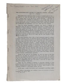 Article, C.F.J. Whebell, Pre-Confederation Houses in Norfolk County, Dec-66
